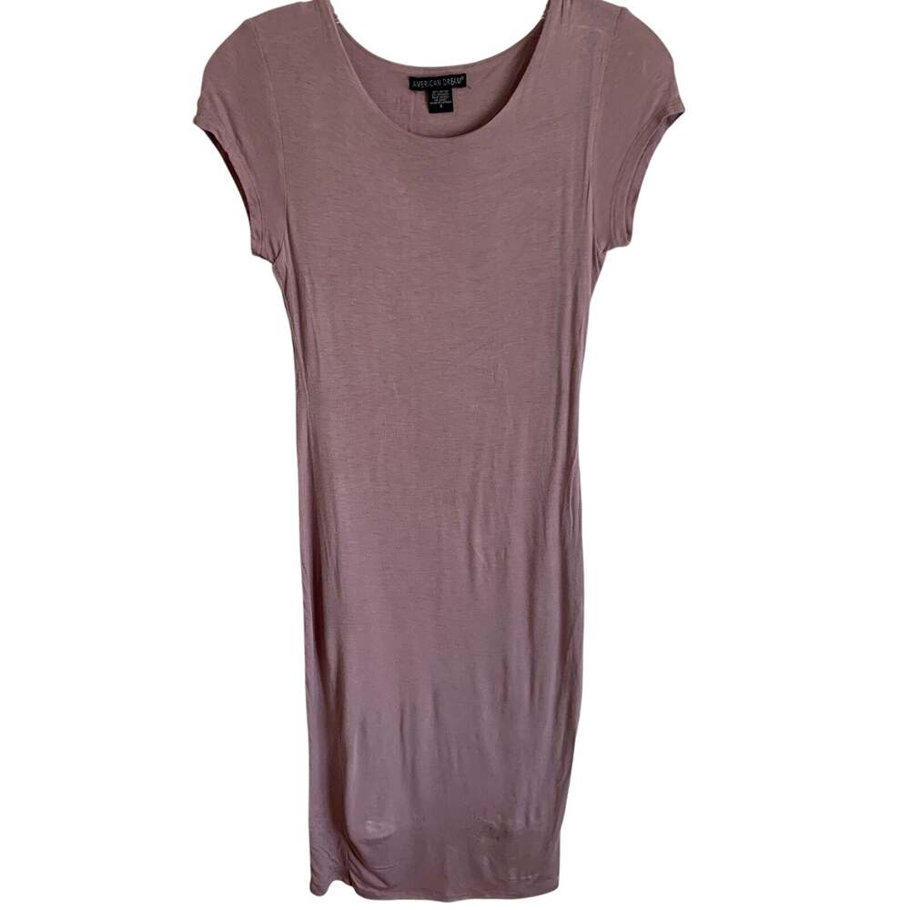 American Dream Womens Small Dusty Mauve Pink T Shirt Dress Short Sleeve Midi